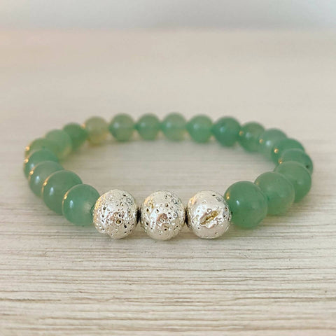 Green Aventurine & Lava Stone Gemstone Bracelet