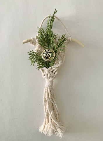 Macrame Tree Ornament - Gold Bell