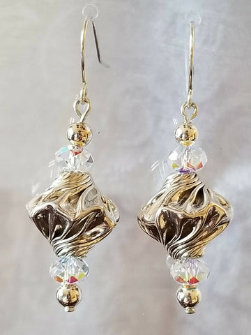 Silver and Glass Crystal Earrings