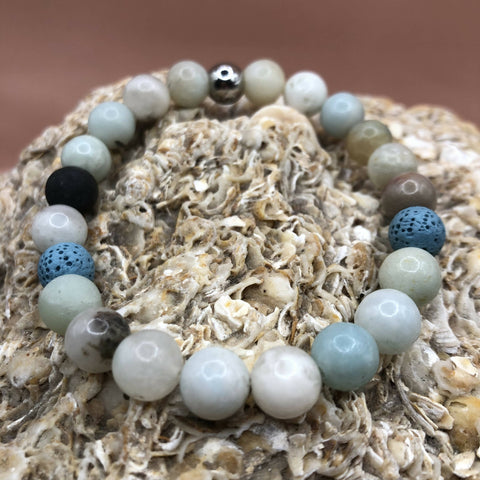 Amazonite and Lava Beads