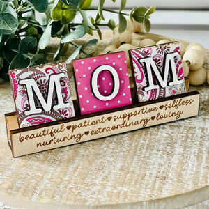 MOM Mini Scrabble Tiles With Stand