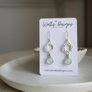 Silver Rings with Aqua Chalcedony Earrings