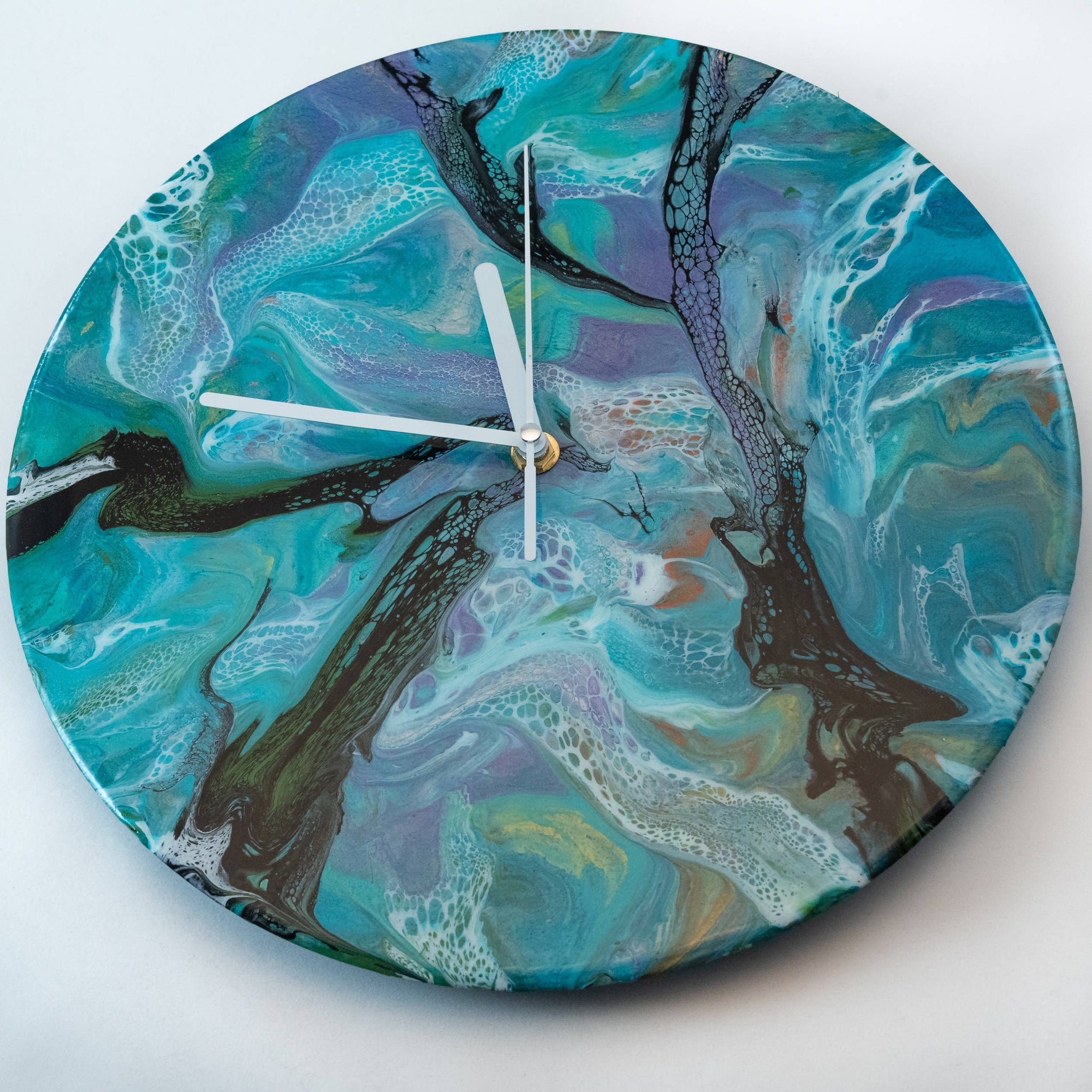 Unique Acrylic Pour Painted Clock