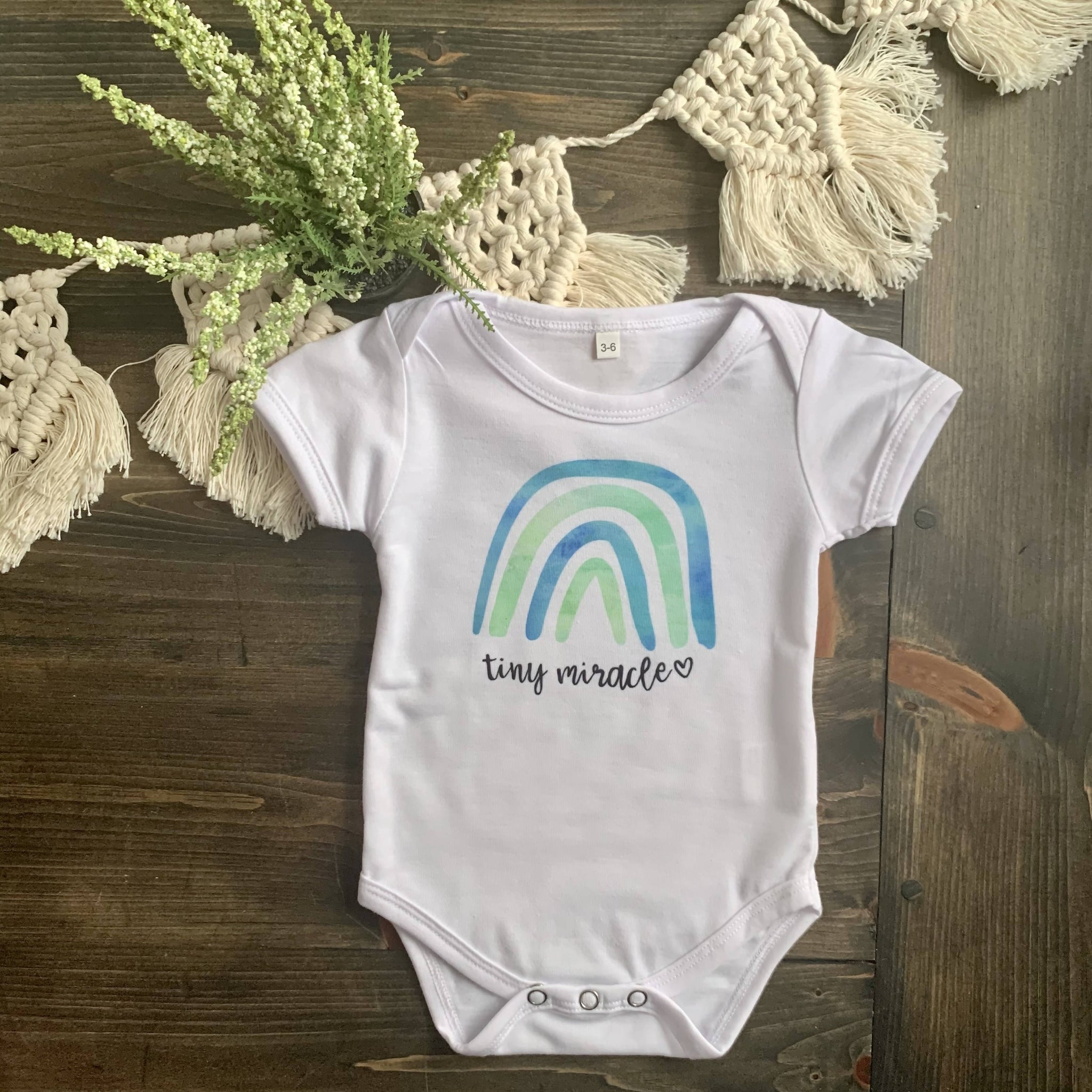 Tiny Miracle Onesie | Green & Blue