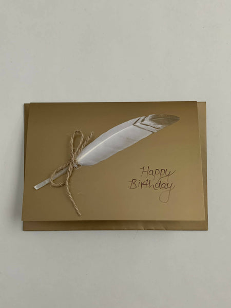 Feather Card on Gold - 7 different message options