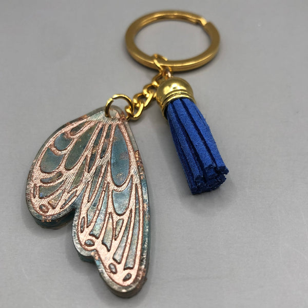 Resin Butterfly Keychain with a Tassel or Gemstone