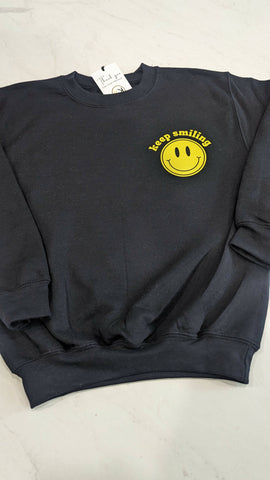 Kids Keep Smiling Crewneck Sweatshirt - Black
