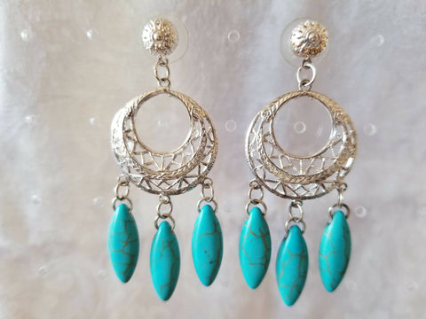 Silver and Howlite Earrings