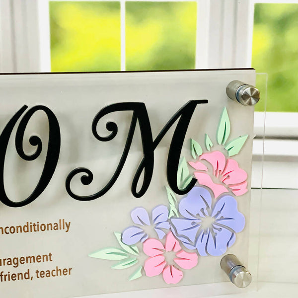 Mom Definition Sign With Stand Offs