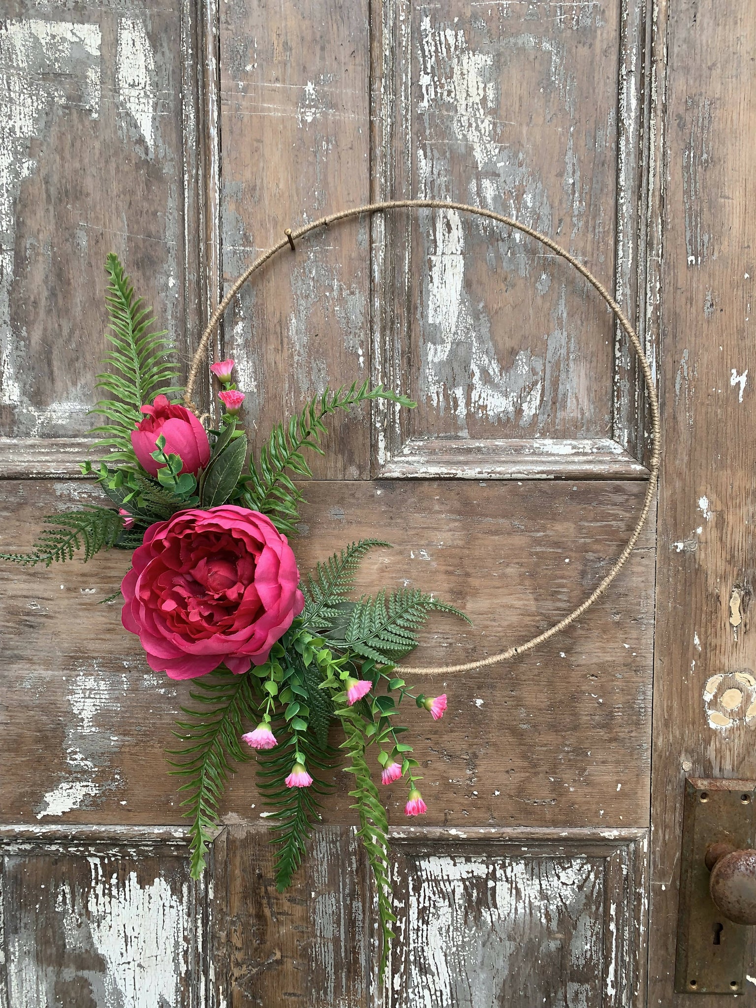 Feeling Hot Hot Hot Pink Peony Rope Hoop Wreath