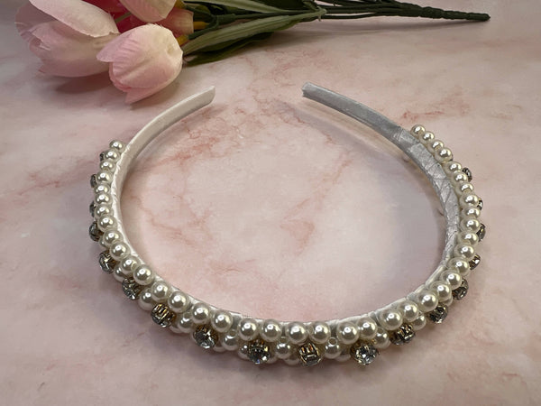 Little Girl Headband - Faux Pearl In Perfection