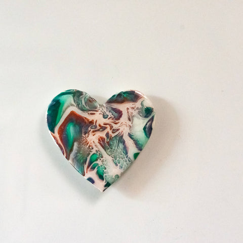 Heart Shaped Acrylic Pour Painted Refrigerator Magnet