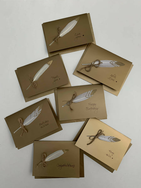 Feather Card on Gold - 7 different message options