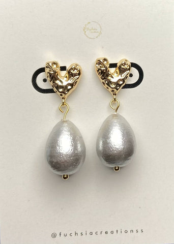 Silver colour Cotton Pearl Earring