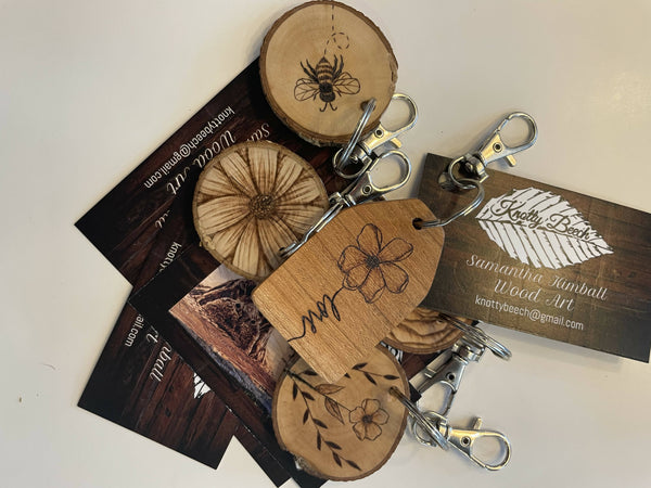 Hand Wood Burned Key Chains