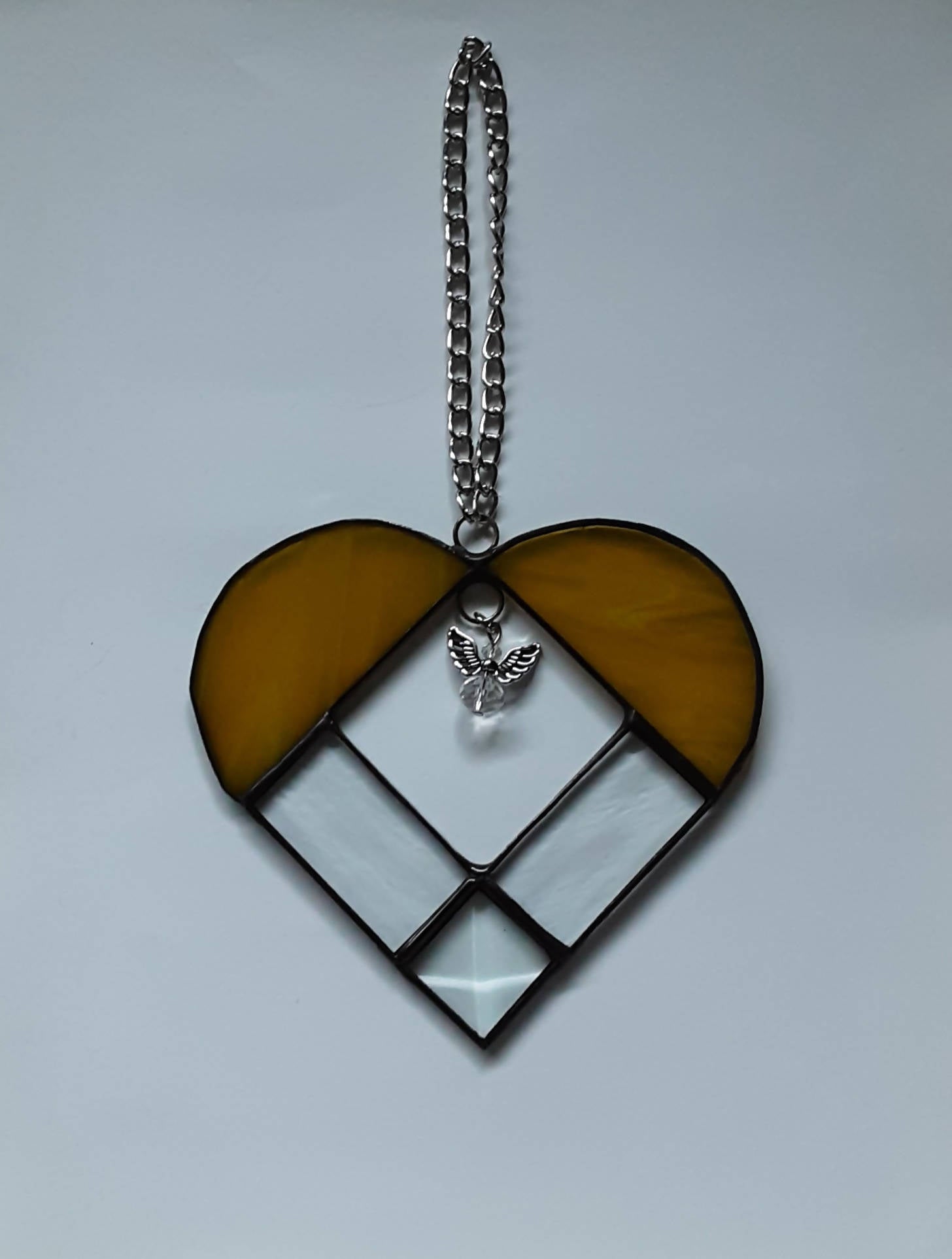 Stained glass large heart - Yellow