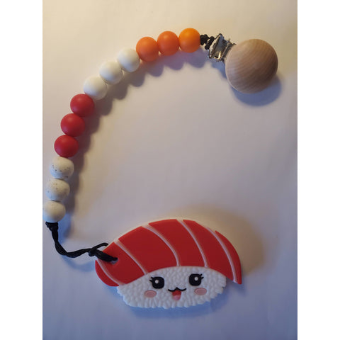 Teether with Clip- Sushi