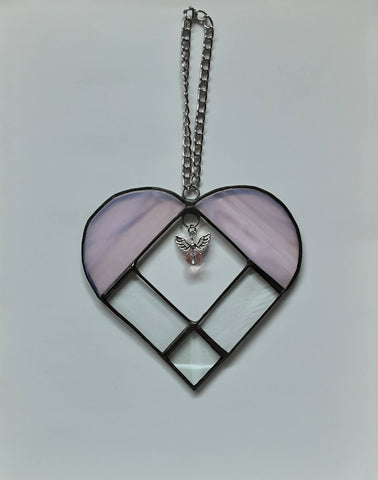 Stained glass large heart - Pink