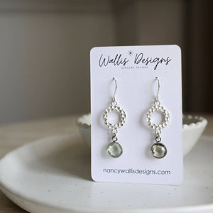 Silver Rings with Green Amethyst Earrings