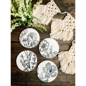 Wildflower Ceramic Coasters