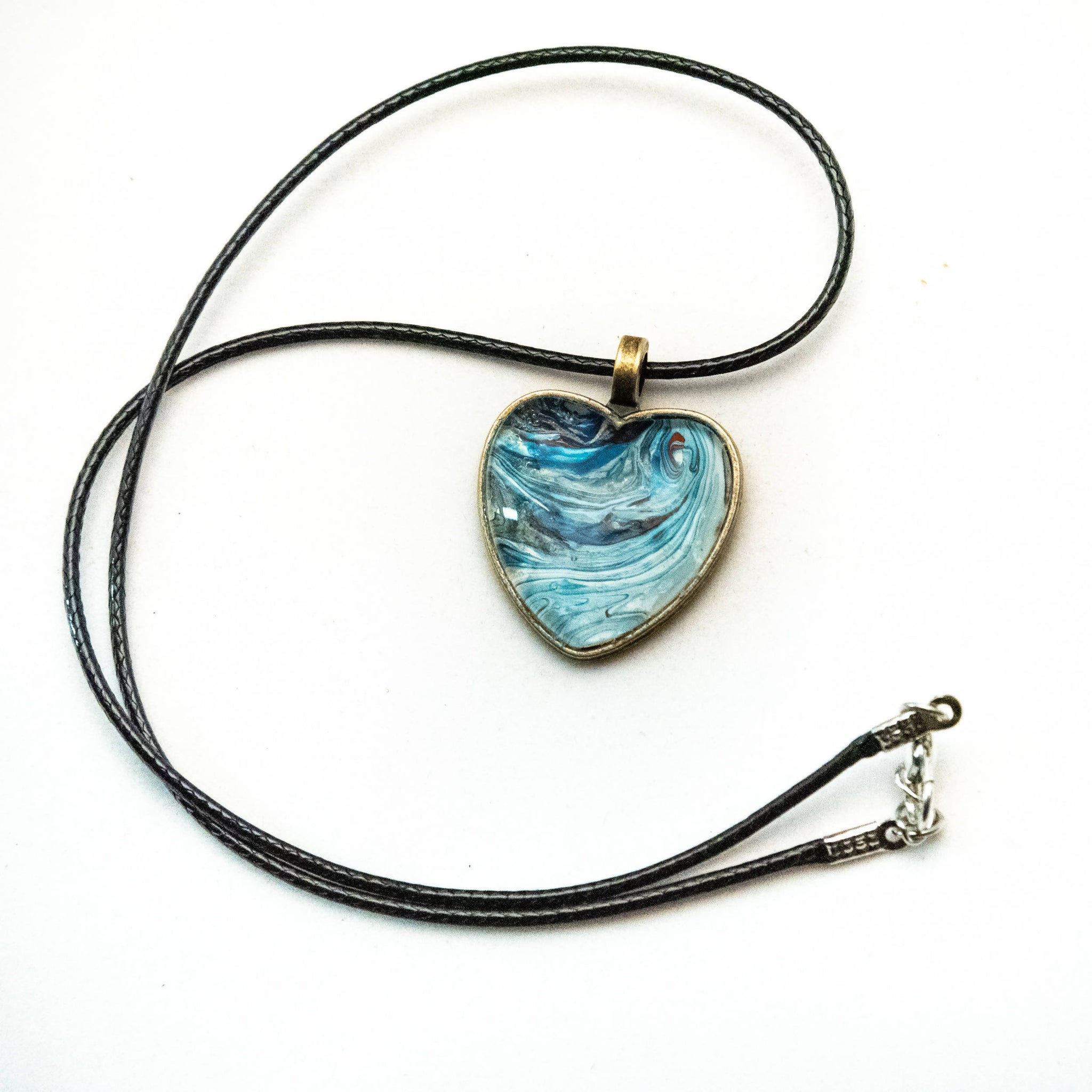Heart Shaped Painted Pendant with Cord