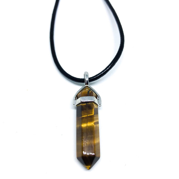 Leather Crystal Point Necklace