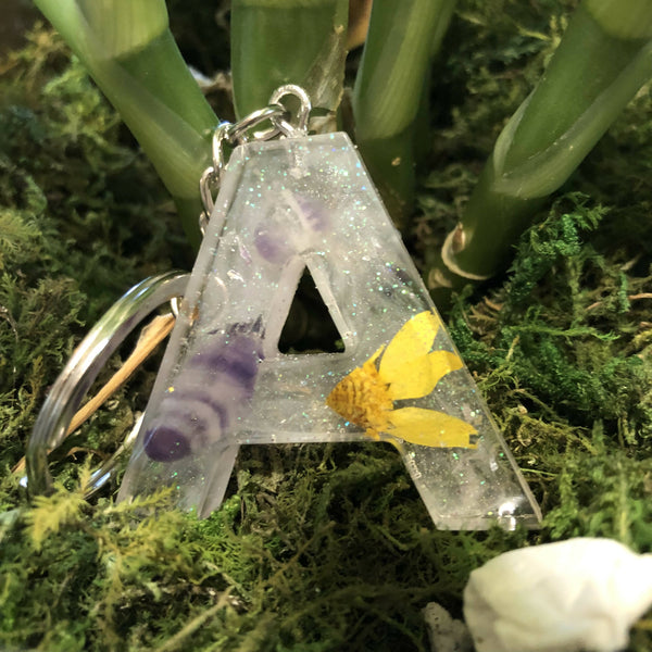 Amethyst and Flower Keychains