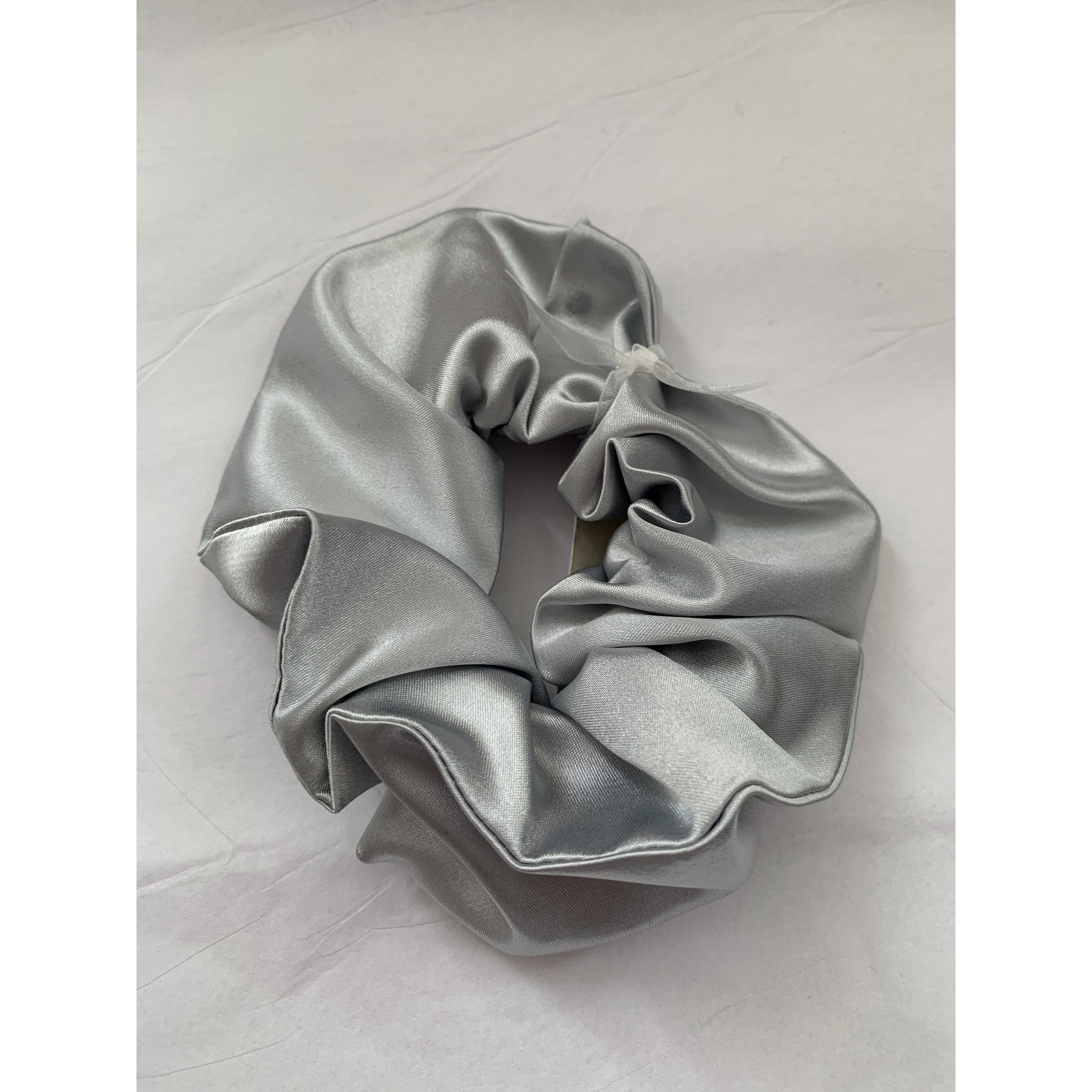 Silver Silk Scrunchie