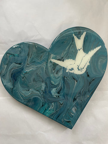 Acrylic Wooden Heart with Dove Decor