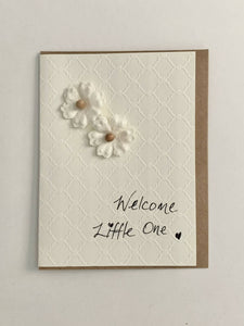 Welcome Little One Paper Flower Card (cream)