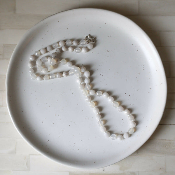 White Lace Agate Beaded Necklace