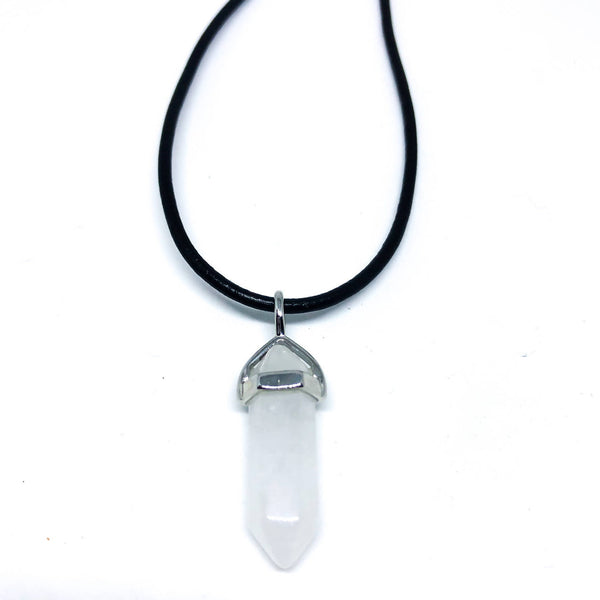 Leather Crystal Point Necklace