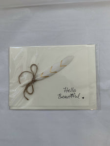 Hello Beautiful Card (feather/cream)