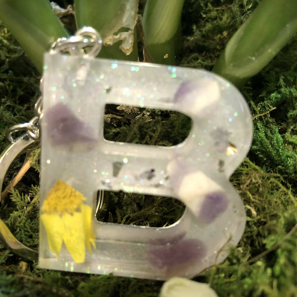 Amethyst and Flower Keychains