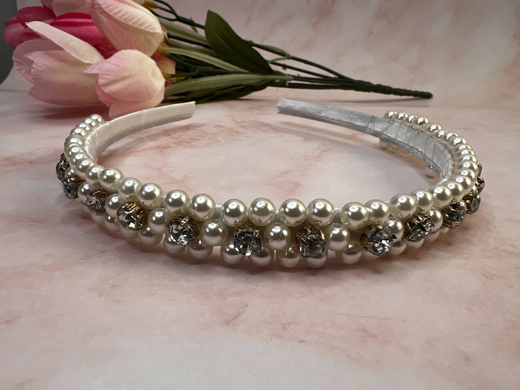 Little Girl Headband - Faux Pearl In Perfection
