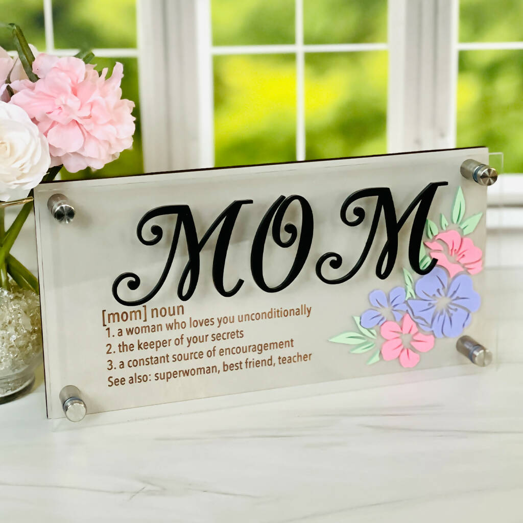Mom Definition Sign With Stand Offs