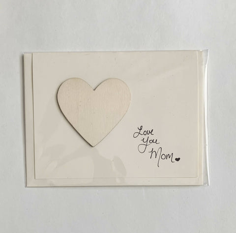 Love You Mom - Wood Heart Card