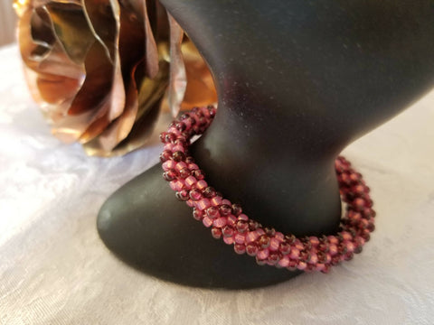 Kumihimo Bracelet Garnet Bead