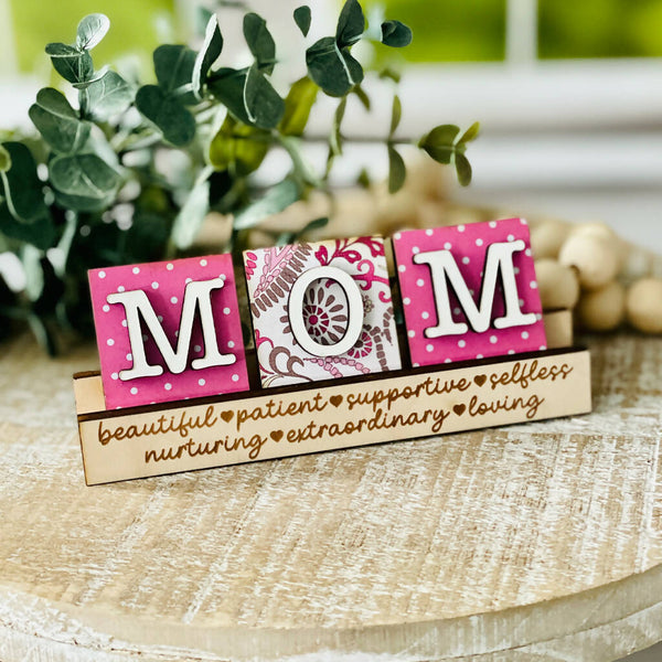 MOM Mini Scrabble Tiles With Stand