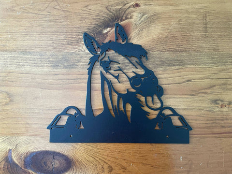 Peek A Boo Metal Teasing Horse Fence / Wall Sign