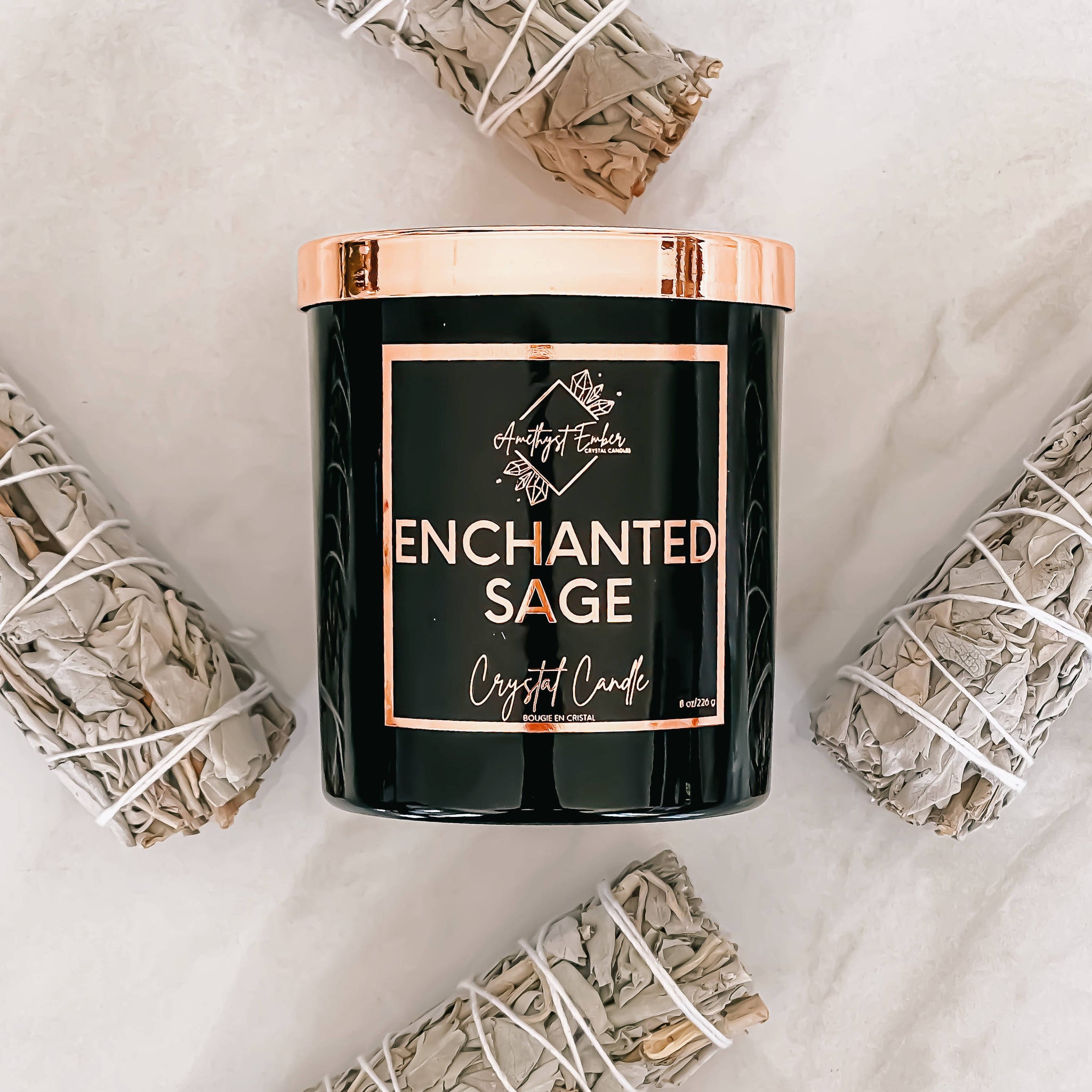 Amethyst Ember | Enchanted Sage Crystal Candle