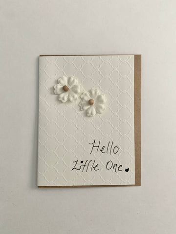 Hello Little One - paper flower Card (cream)